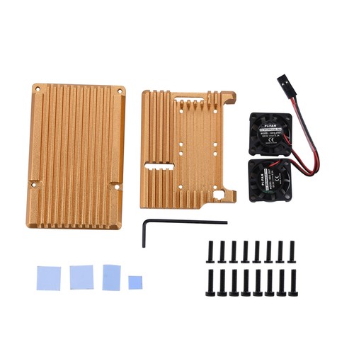 Boîtier coque armure métal avec double ventilateur dissipateur thermique pour Raspberry Pi 4 modèle B 4B X - Photo 2/18