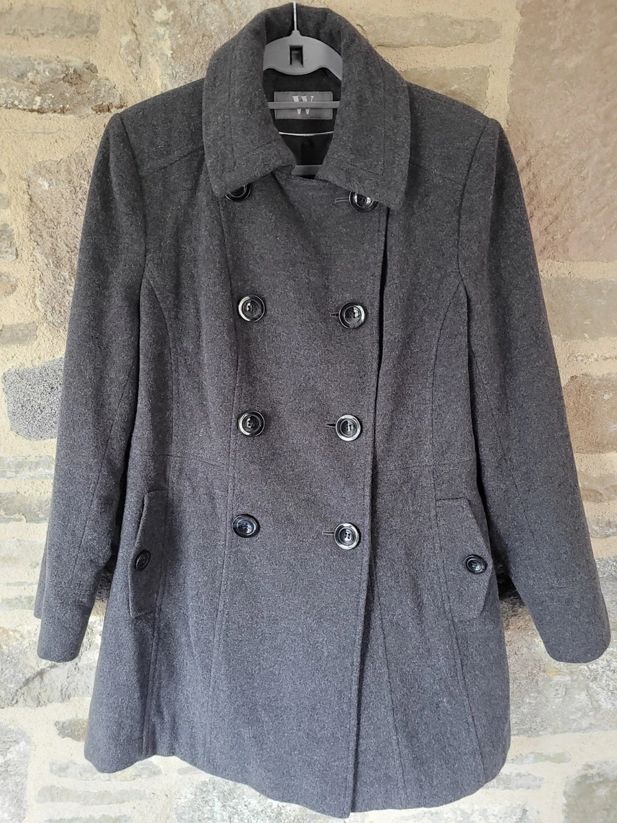 Buy BGSD Women's Joann Wool Blend Pea Coat, Black, Plus Size 1X Short at
