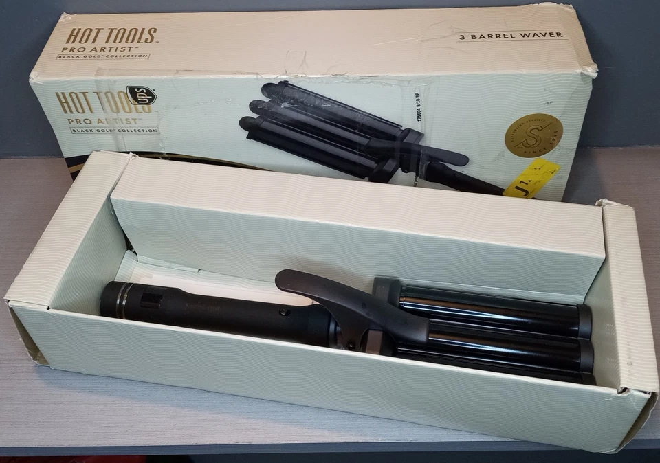 Hot Tools Pro Artist Negro Oro 3 Barriles Waver - Caja Abierta Foto 4 de 4