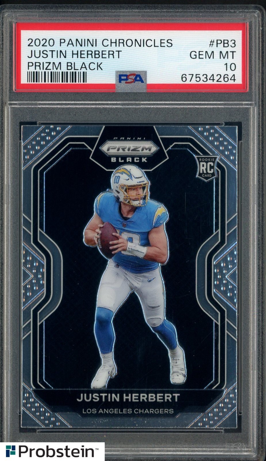 Justin Herbert Panini Chronicles Prizm Black #PB3 Base