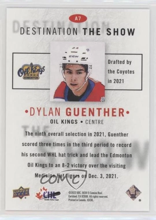 2021-22 Upper Deck CHL Achievements Silver /99 Dylan Guenther #A7 - Image 2 of 2