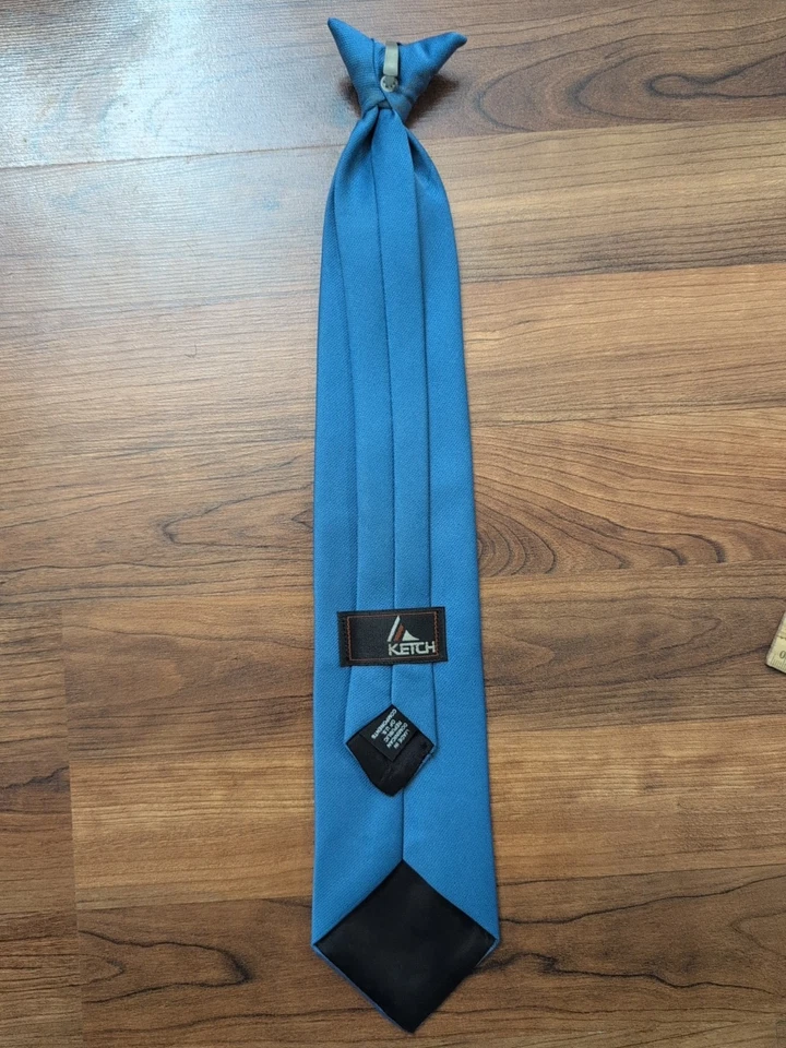 Corbata vintage con clip Ketch azul liso 17" Foto 3 de 4