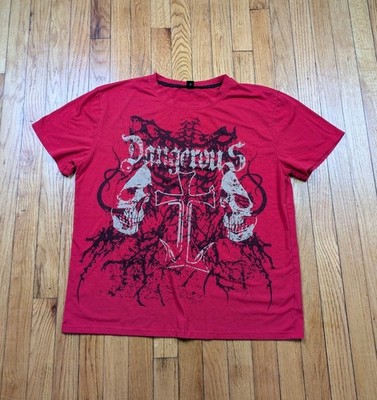 Romwe Shirt Mens Large Red  Affliction Style Grunge Skater EMO Cyber Goth Y2K