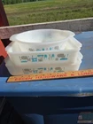 3 Pieces Anchor H Fire King VTG Atomic Blue Heaven White & Turquoise