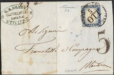 REGNO IT. c. 20 SU DA CASTIGLIONE DELLE STIVIERE A MANTOVA 5.10.1859 SASSONE 15B