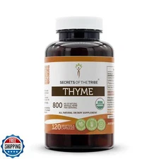 Secrets of the Tribe Thyme 120 Capsules, 800 mg, USDA Organic Thyme (Thymus V