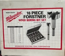 MILWAUKEE HEAVY DUTY 16 PIECE FORSTNER BIT SET NEW IN WOOD BOX RARE