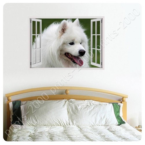 Samoyed Furry Dog by Fake 3D Window | Poster or Wall Sticker Decal | Wall art - Picture 3 of 18