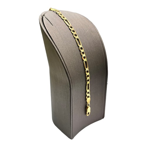 9ct 9K Yellow Gold Italian (3x1) Figaro Bracelet 5.15 Grams 19cm. Brand New - Picture 3 of 7