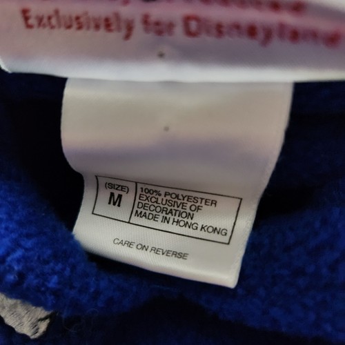 Disneyland Blue Fleece Hooded Pullover Sweater Mickey Minnie Pluto Donald Size M - Picture 6 of 8