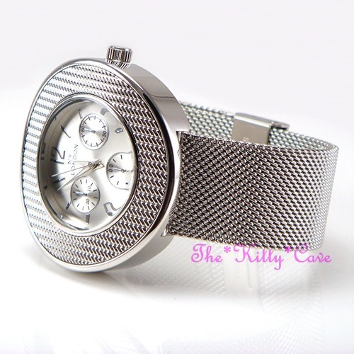 Designer Chainmail Stainless Steel Mesh Chunky Sporty Chronograph Look Big Watch - Picture 32 of 44