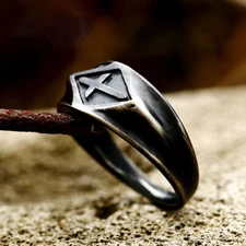 Retro Brushed Black Cross Ring Men Women Stainless Steel Vintage Wedding Ring