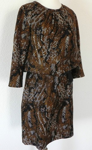 New Etcetera 3/4 Sleeve Silk Dress Knee Length Size 8 Snake Print - Picture 4 of 8