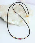 Black Spinel Chain With Ruby Sapphire Emerald Gemstone Colourful 925 Silver