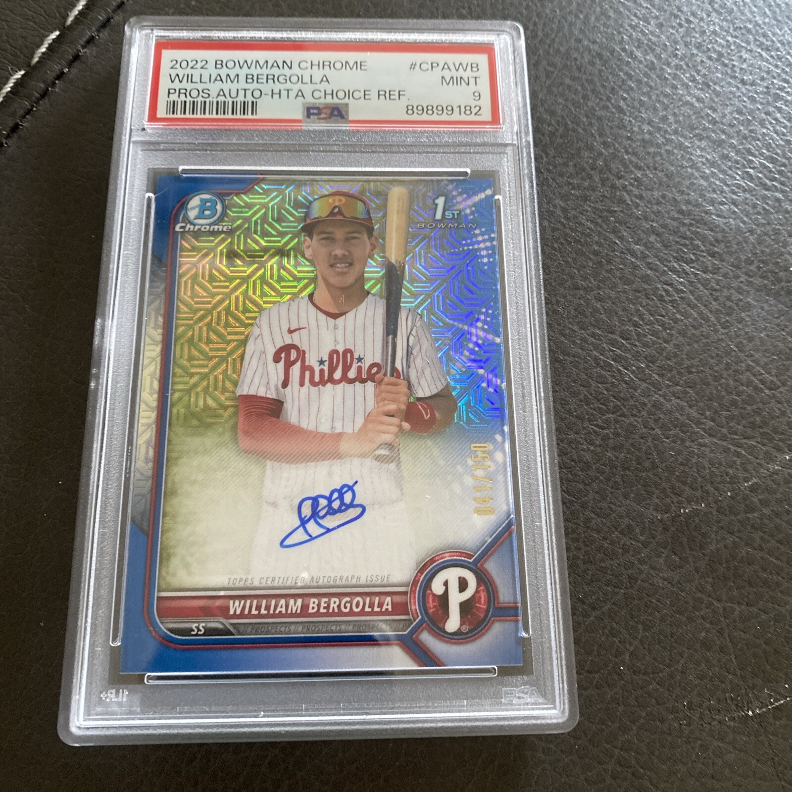 2022 Bowman Chrome HTA Choice Refractors William Bergolla 1st ROOKIE AUTO /150