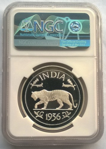 India 1936 Tiger Edward VIII Crown NGC PF68 Silver Coin,Proof,Mtg Only 200pcs - Picture 3 of 3