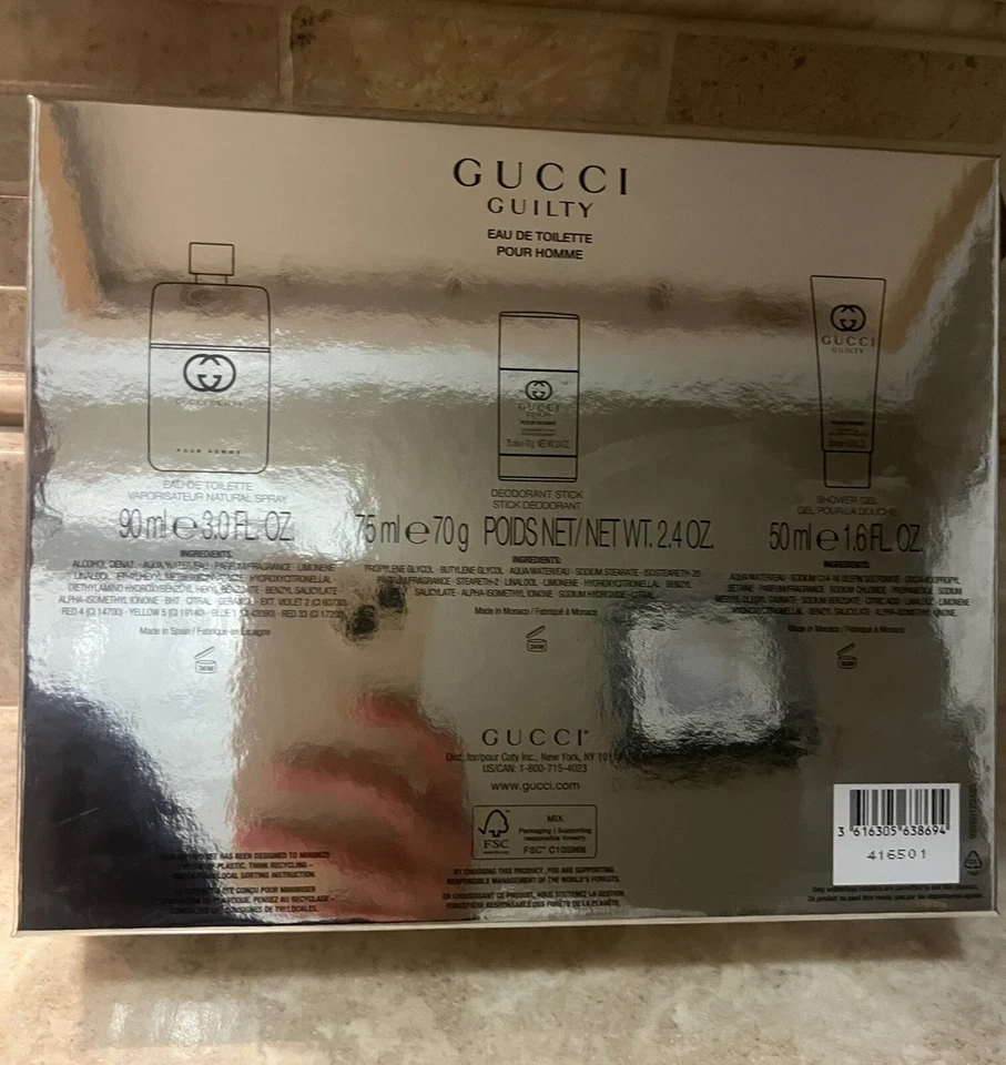 Gucci Hombre 3 piezas. Guilty Pour Homme Eau De Parfum Set de Regalo (último) TOTALMENTE NUEVO Foto 2 de 4