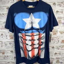 Marvel Captain America Men s Size Large Uniform Costume Shirt Dark Blue