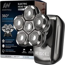 AidallsWellup Waterproof Electric Head Shaver for Bald Men - 6D Cordless, New