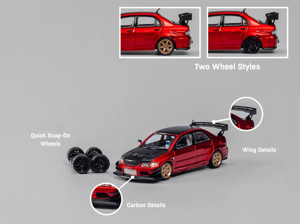 CM 1:64 Scale Red Carbon Lancer Evo 9 IX Voltex Sports Diecast