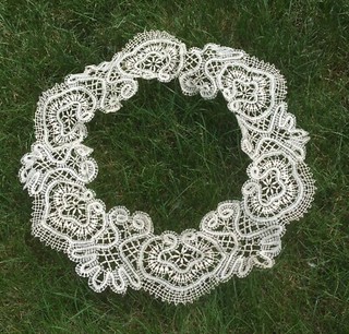 Antique Handmade Bobbin Lace Border Doily Wide Trim