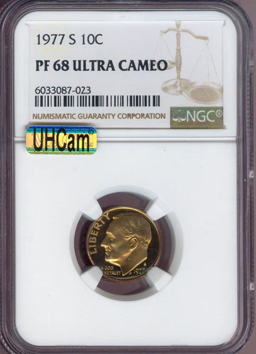 1977-S ROOSEVELT DIME NGC PF68 ULTRA CAMEO PROOF QUALITY✔️