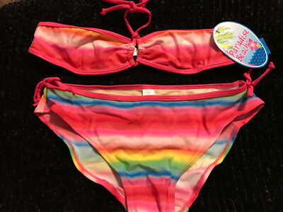 NWT Paradise Beach Girls Colorful Bikini Swim Suit Sz 16 - 2 Pc - New