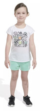 Adidas WHITE Little Girls T-shirt and French Terry Shorts 2 Piece Set, US 5