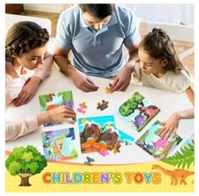Wooden Dinosaur Puzzles Set Of 8 Educational 16-pc Jigsaw Puzzles