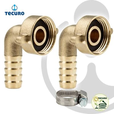 tecuro Schlauchverschraubung 90° gewinkelt - Messing-blank - verschiedene Größen