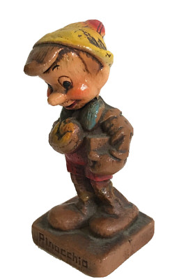 Rare 1940's  PINOCCHIO 3.5'' Syroco Wood Figurine WALT DISNEY Multi-Products