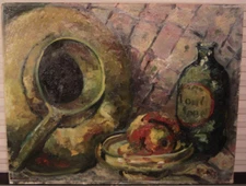 Original 1930s Still Life Oil Painting Abstract Cubist Signed