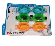 Dolfino Sport Style Child Goggles Splashtime Ages 3+ Swim Gear Orange Green NEW