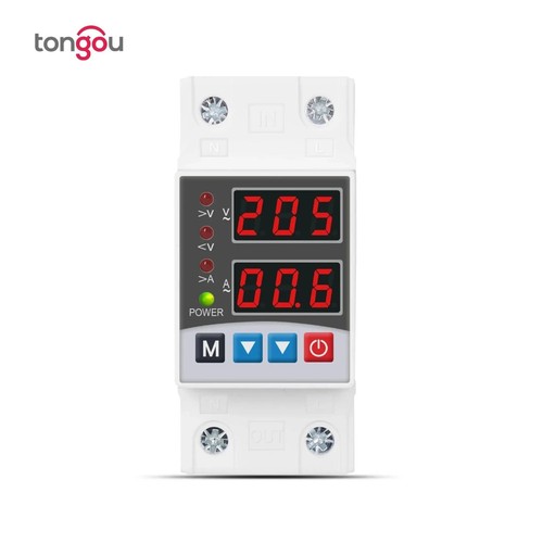 Relé protector de corriente sobre voltaje ajustable doble pantalla DIN 63A 230V - Imagen 3 de 5