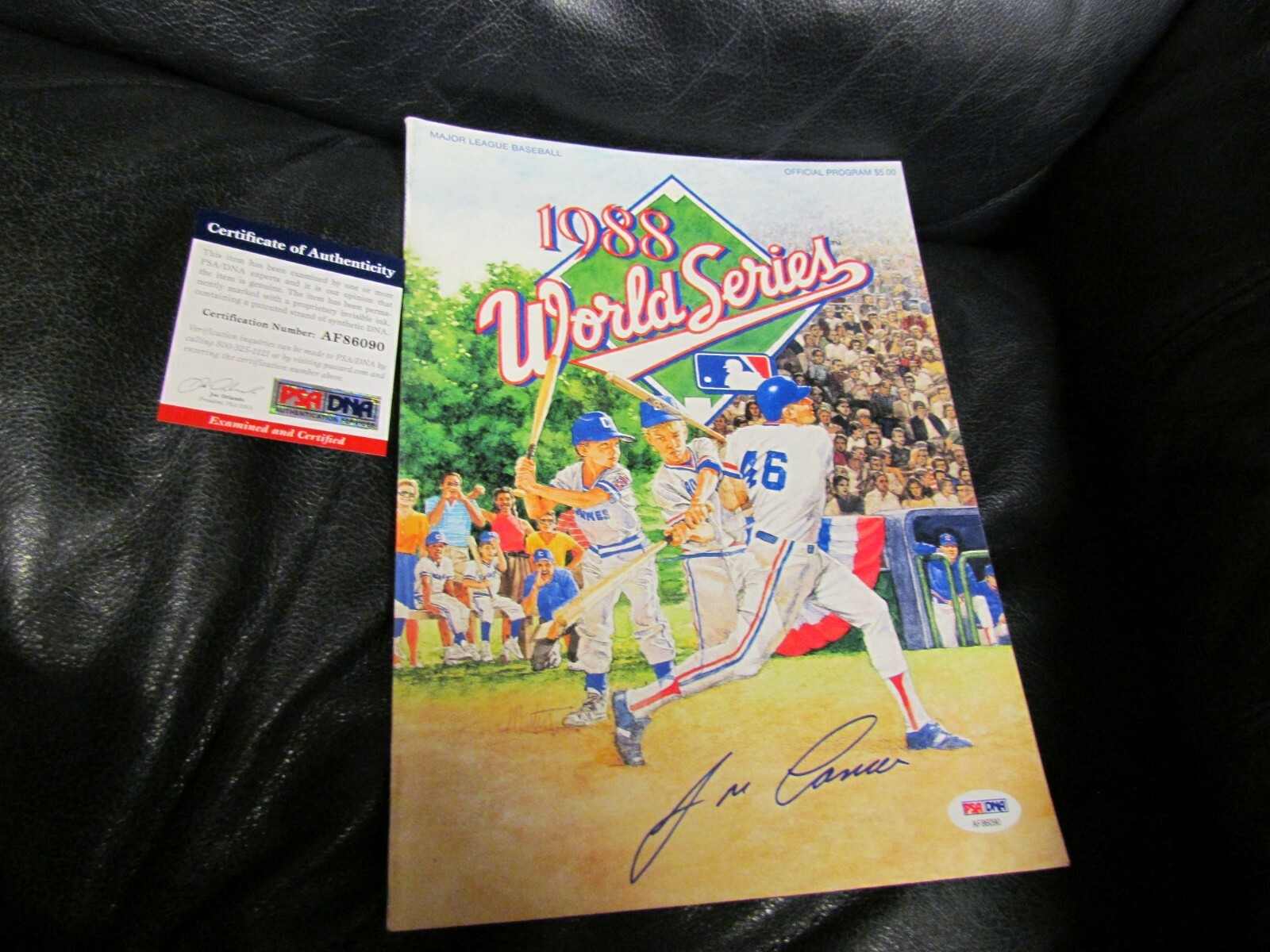 JOSE CANSECO AUTOGRAPHED 1988 WORLD SERIES PROGRAM PSA Certified 