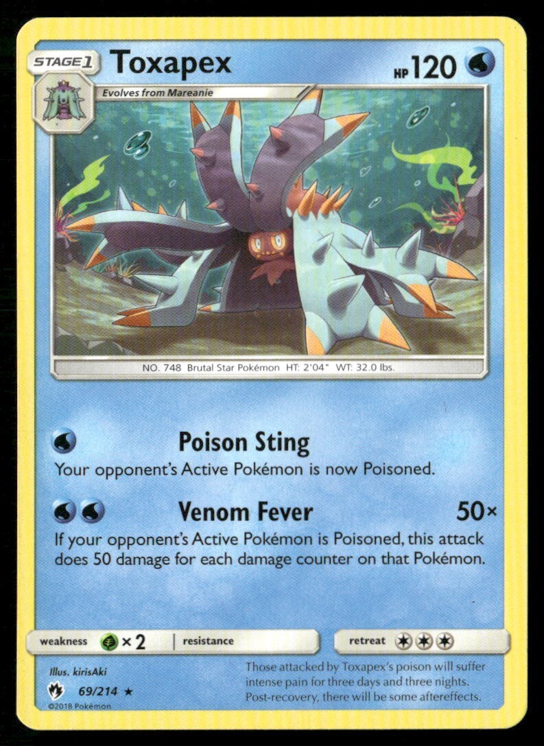 2018 Lost Thunder Set Pokemon Card 069  Toxapex LP