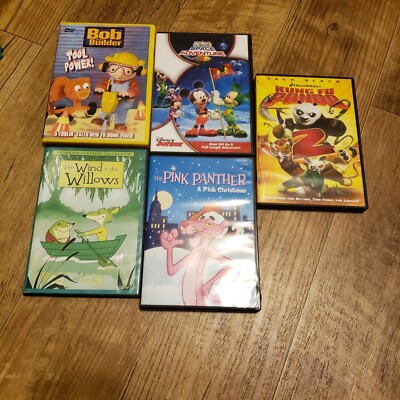 Lot of 5 Kid's DVDs-Kung Fu Panda-Wind Willows-Bob Builder-Pink Panther-Mickey*