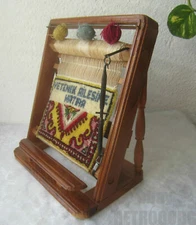 DDP  Antique vintage primitive small vertical weaving loom 12x11+", wooden, wood