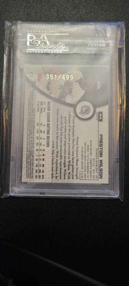 2001 Topps Finest Refractor #44 Preston Wilson/499 PSA 10 gemas como nuevo Pop 1 💥💯🥶 Foto 2 de 3