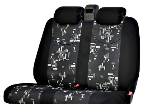 Avant Gris Tissu Noir Siège Housses Pour Fiat Doblo Fiorino Scudo