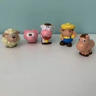 Vintage Farm Figurine Characters Toys Play Farmer Sheep Cow Pig Horse