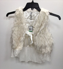 Beautees Girls' Faux Fur Vest, Ivory, Size L