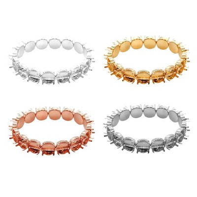 Brass Elastic Bracelet Base 19cm Length for Rivoli Shape Round Crystals 12mm