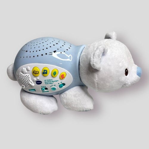 Vtech Lil Critters Soothing Starlight Polar Bear White Blue Music Lights Plush