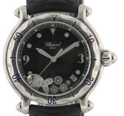Chopard Happy Sport Fish Ref.252.511, Quarz, Stahl, Diamanten, 38mm, Box Papiere