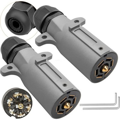 7 Pin Round RV Trailer Plug IP68 Waterproof Wiring Socket for Chevy  Subaru 2PCS