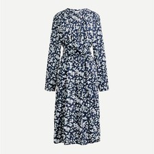 J. CREW Tie-Waist Tunic Dress Little Blue Navy Blue White Sz XXL NWT $178 {Y18}