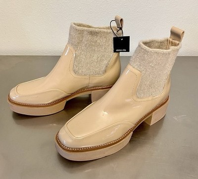 NWT! Dolce Vita Saline H2O Booties Dune Crinkle Patent waterproof ankle boots