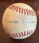 New ListingRonald Reagan Single Signed Baseball – Beckett LOA – Official NL Feeney Ball