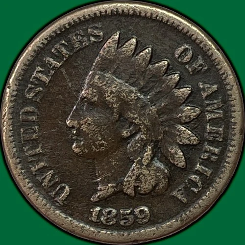 1859 Indian Head Cent Fine F Coin #38144